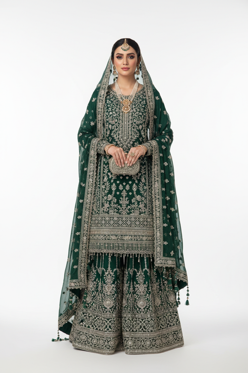 Emerald Green Bridal Sharara Set - KADZE Bridals Edit 2026