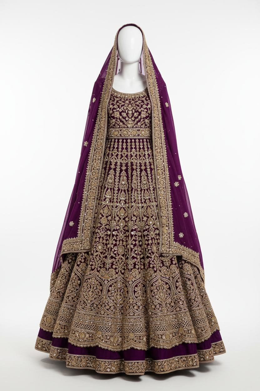 Royal Purple Embroidered Bridal Suit - KADZE Bridals Edit 2026