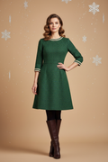 Forest Green Tweed A-Line Dress