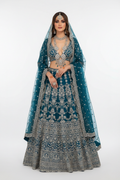 Teal Blue Embroidered Bridal Suit - KADZE Bridals Edit 2026