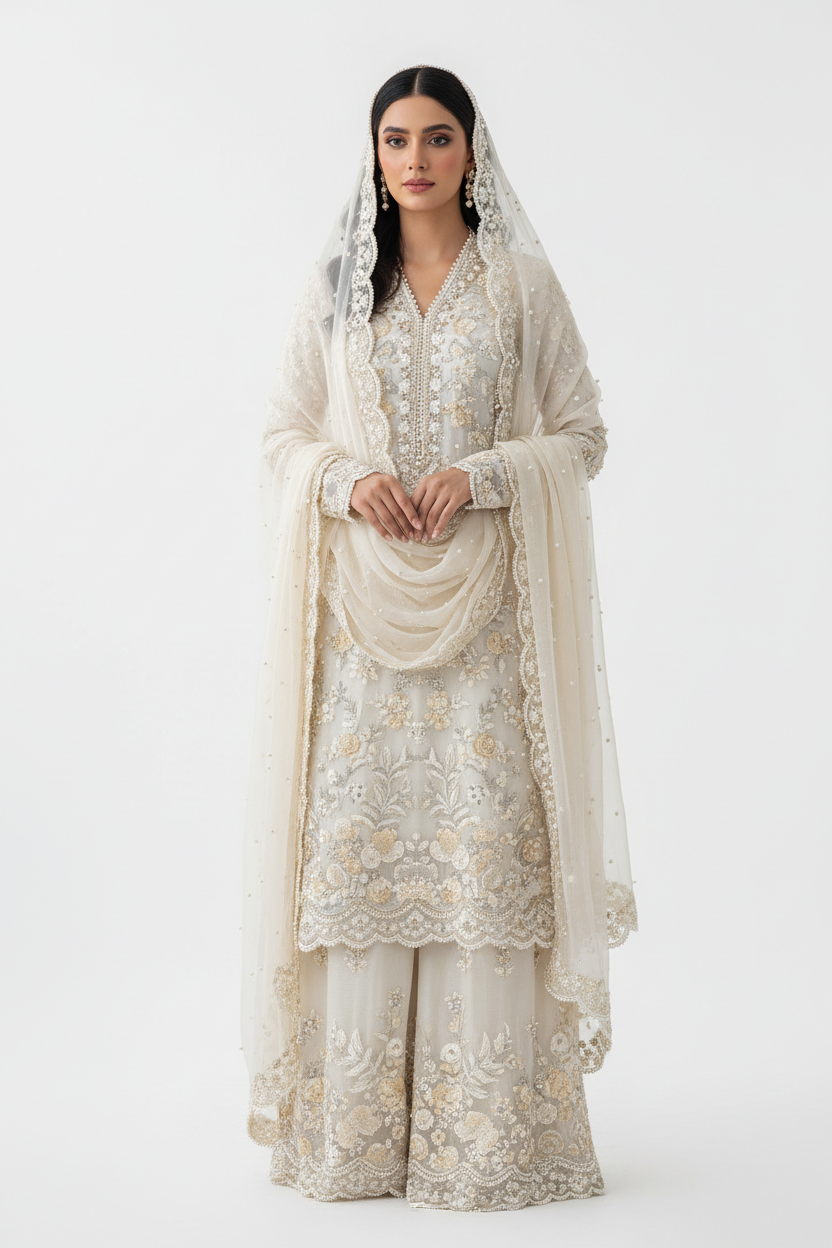 Off-White Embroidered Bridal Suit - KADZE Bridals Edit 2026