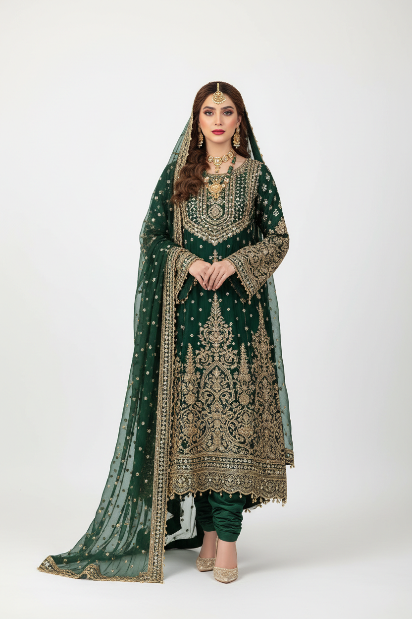 Forest Green Zari Bridal Suit - KADZE Bridals Edit 2026