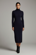 Midnight Cashmere Turtleneck Dress